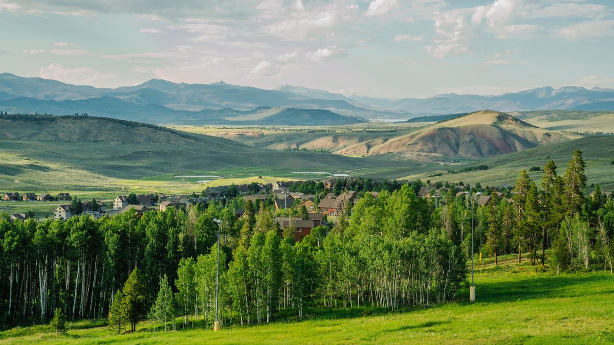 The Granby Ranch valley, with the village and the mountains beyond